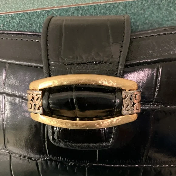 Brighton Crossbody Black Leather Bag Purse Croc Embossed Western Cowgirl Cottage - Picture 6 of 17